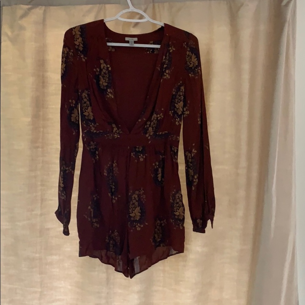 Deep V Floral Romper